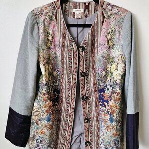 Sundance Catalog Floral Brocade Embroidered Silk Lined Jacket Size 4 Bohemian